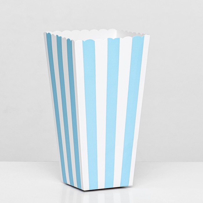 Упаковка для попкорна, голубые полосы, 8,5 х 8,5 х 15,5 см - Фото 1