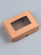 Коробка складная, крышка-дно, с окном, крафт, 14×10×4 см - Фото 2