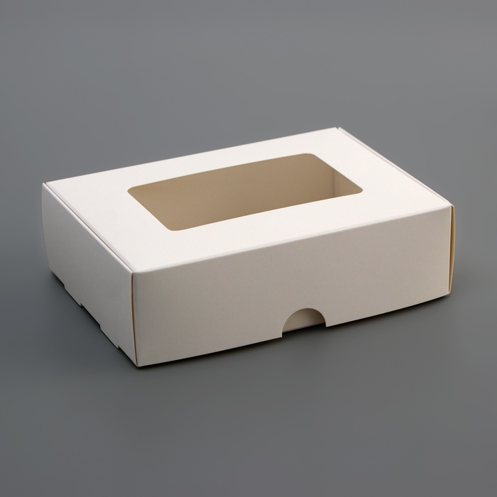 Коробка складная, с окном, белый, 14×10×4 см - Фото 1