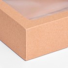 Коробка складная, крышка-дно, с окном, крафт, 20×15×6.5 см - Фото 3