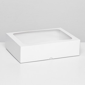 Коробка складная, крышка-дно, с окном, белый, 25 х 18 х 6,5 см,