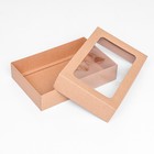 Коробка складная, крышка-дно, с окном, крафт, 30×20×6.5 см - Фото 4