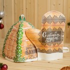 Набор для бани с принтом «Директор бани», 4 предмета: шапка, рукавица, тапочки, коврик, войлок, «Банная забава» - Фото 3