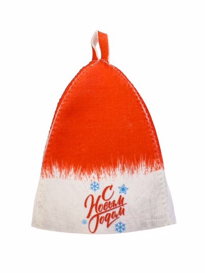 Набор для бани с принтом «С новым годом!», 5 предметов: шапка, рукавица, тапочки, коврик, портфель, красный, «Банная забава»