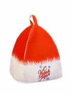 Набор для бани с принтом «С новым годом!», 5 предметов: шапка, рукавица, тапочки, коврик, портфель, красный, «Банная забава» - Фото 7