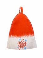 Набор для бани с принтом «С новым годом!», 5 предметов: шапка, рукавица, тапочки, коврик, портфель, красный, «Банная забава» - Фото 8