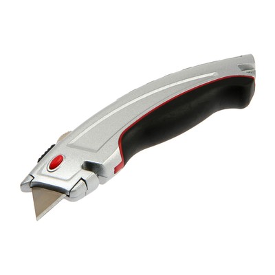 Нож трапециевидный ТУНДРА, металлический корпус, усиленный, обрезиненный, автовозврат, 19 мм   94596
