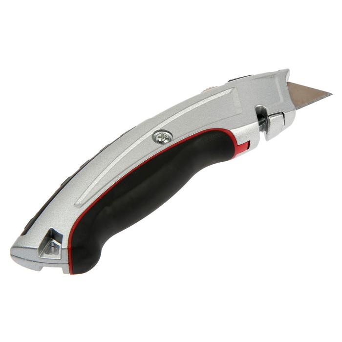 Нож трапециевидный ТУНДРА, металлический корпус, усиленный, обрезиненный, автовозврат, 19 мм   94596
