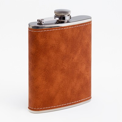 Фляжка Мастер К, 240 мл, подарочная, армейская, 8 oz, нержавеющая сталь, коричневая