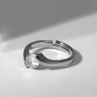 Кольцо «Классика» кристалл круг, цвет белый в серебре, безразмерное - фото 8999362