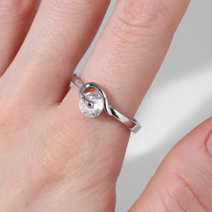 Кольцо "Классика" кристалл виток, цвет белый в серебре, безразмерное