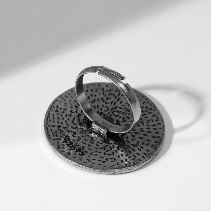 Кольцо "Этника" узорчатый круг, цвет чернёное серебро, безразмерное