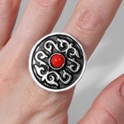 Кольцо «Этника» узорчатый круг, цвет красный в чернёном серебре, безразмерное - фото 7875213