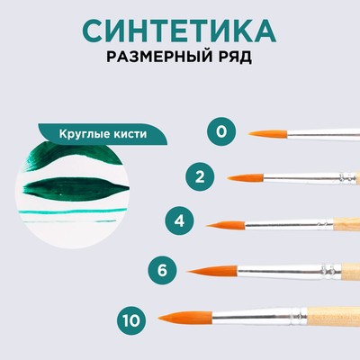 Кисть для рисования Синтетика круглая  №6 (диаметр обоймы 5 мм; длина ворса 18 мм)