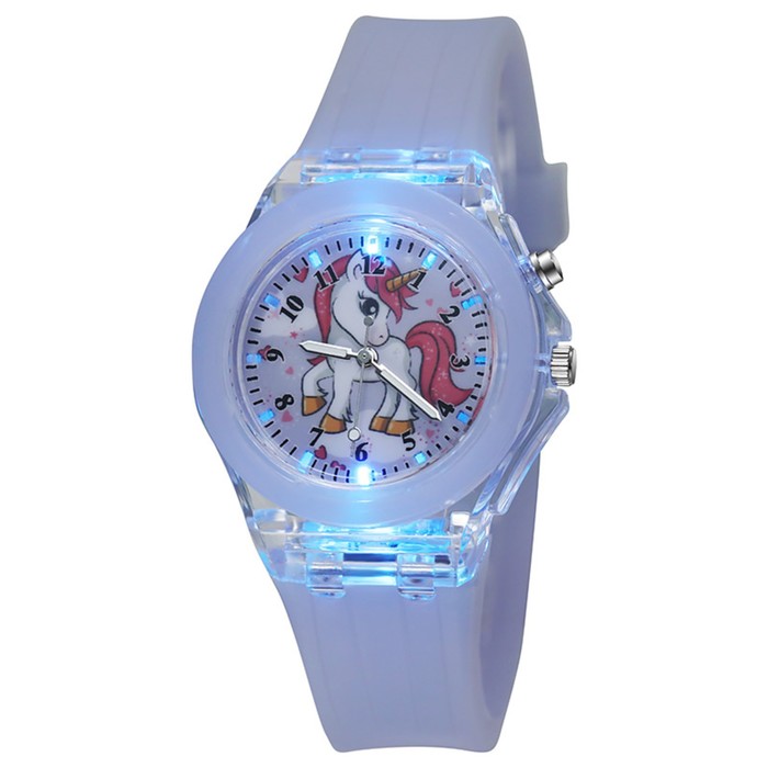 Часы наручные детские "Единорог", d-3.8 см, ремешок силикон 23 см - Фото 1