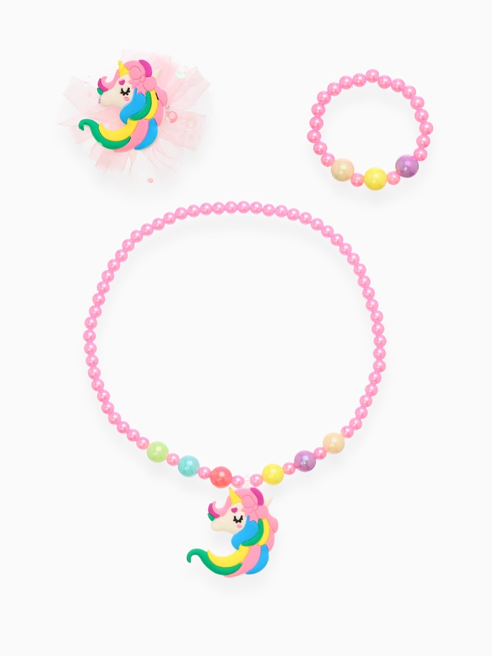 Набор детских украшений «Выбражулька. Единорог», 3 предмета: заколка, кулон, браслет d=5 см, розовый
