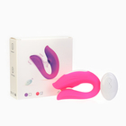 Вибратор для пар с вакуумно-волновой стимуляцией клитора, пульт ДУ, USB, 10 режимов, розовый - Фото 12
