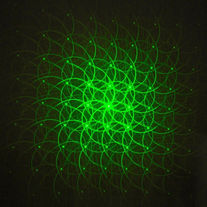 Лазерная указка, 532 нм, 12 насадок, 2 ААА, зеленый луч - фото 1906486368