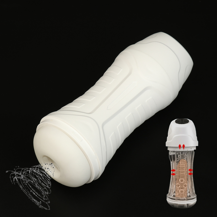 Вакуумно-вибрационный мастурбатор Оки-Чпоки, с имитацией минета, 6 режимов, АКБ, белый