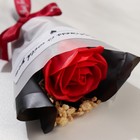 Мини-букет из мыльных лепестков "Красная роза с сухоцветами" 10х7 см - фото 31547930