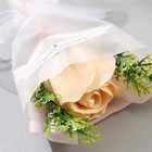 Мини-букет из мыльных лепестков для ванны «Роза-шампань с зеленью», подарочный, 13 см - Фото 2