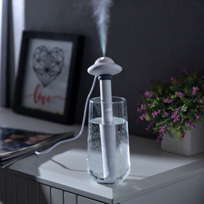 Увлажнитель воздуха «НЛО» HM-21, ультразвуковой, погружной, с подсветкой, USB, белый - Фото 1