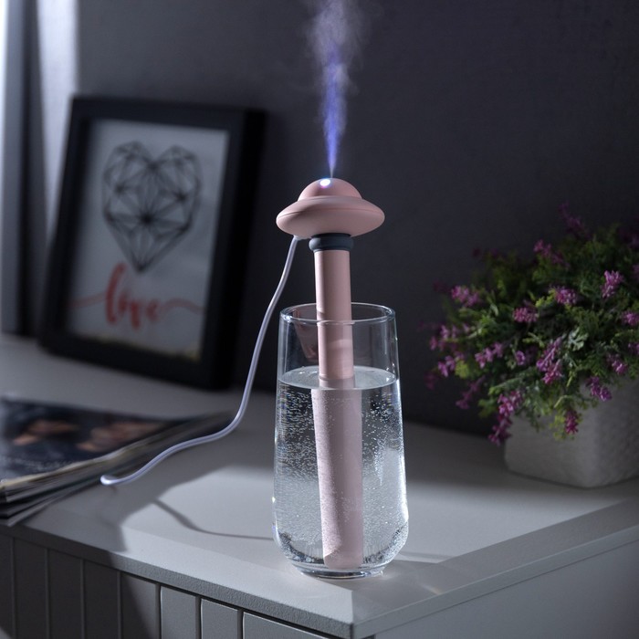 Увлажнитель воздуха «НЛО» HM-21, ультразвуковой, погружной, с подсветкой, USB, розовый - Фото 1