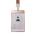 Бейдж - карман вертикальный, внешний размер 120×75 мм, внутренний размер 100×69 мм, металл, золото, на ленте 40 см - Фото 2