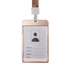 Бейдж - карман вертикальный, внешний размер 120×75 мм, внутренний размер 100×69 мм, металл, золото, на ленте 40 см - Фото 4