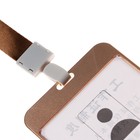 Бейдж - карман вертикальный, внешний размер 120×75 мм, внутренний размер 100×69 мм, металл, золото, на ленте 40 см - Фото 5