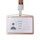 Бейдж - карман горизонтальный, внешний размер 98×58 мм, внутренний размер 85×54 мм, металл, золото, на ленте 40 см - Фото 4