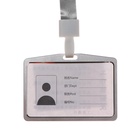 Бейдж - карман горизонтальный, внешний размер 98×58 мм, внутренний размер 85×54 мм, металл, серебро, на ленте 40 см - Фото 4