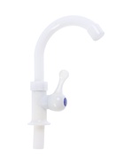 Кран на одну воду ZEIN Z3463, плоская ручка, R-образный излив, пластик, белый - Фото 2