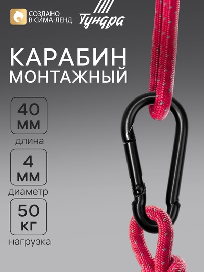 Карабин ТУНДРА krep, DIN5299С, 4×40 мм, черный, 1 шт.