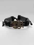 Браслет кожа "Стиль" сова, цвет чёрный в серебре, d=6 см - фото 809267215