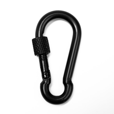 Карабин монтажный с фиксатором ТУНДРА krep, DIN5299D, 5×50 мм, черный, 1 шт.