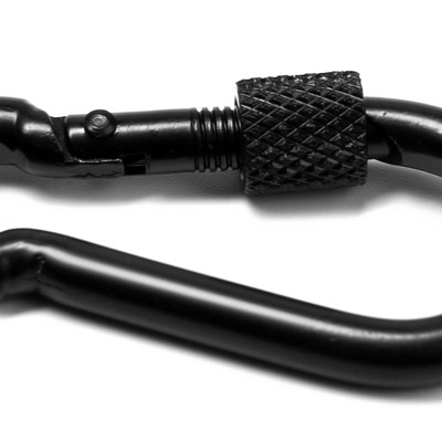 Карабин монтажный с фиксатором ТУНДРА krep, DIN5299D, 5×50 мм, черный, 1 шт.