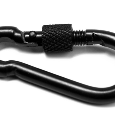 Карабин монтажный с фиксатором ТУНДРА krep, DIN5299D, 5×50 мм, черный, 1 шт.