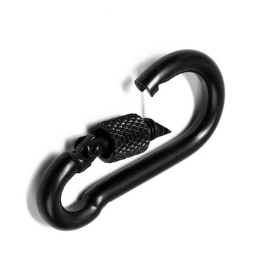 Карабин монтажный с фиксатором ТУНДРА krep, DIN5299D, 5×50 мм, черный, 1 шт.