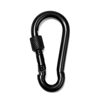 Карабин монтажный с фиксатором ТУНДРА krep, DIN5299D, 6×60 мм, черный, 1 шт.