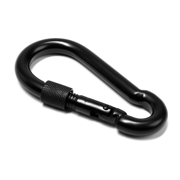 Карабин монтажный с фиксатором ТУНДРА krep, DIN5299D, 10×100 мм, черный, 1 шт. - Фото 1