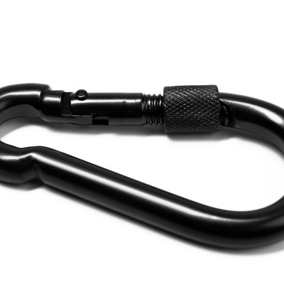 Карабин монтажный с фиксатором ТУНДРА krep, DIN5299D, 10×100 мм, черный, 1 шт.