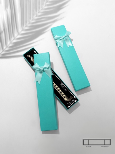 Коробочка подарочная под браслет/цепочку/часы «Классика», 21×4 см, бирюзовая, вставка чёрная
