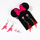 Серьги, набор украшений «Минни Маус и Дино», розовые, золотой - Фото 2