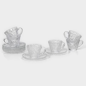 Сервиз чайный из стекла «Вулкан», 12 предметов: 6 чашек 180 мл, 6 блюдец d=14 см