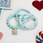 Комплект детский «Выбражулька» 3 предмета: резинка, 2 браслета, цветок, цвет голубой матовый - фото 7875638