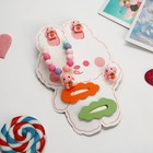 Комплект детский «Выбражулька» 5 предметов: 2 заколки, клипсы, браслет, кольцо, зайчик, цветной - фото 320724436