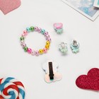 Комплект детский «Выбражулька» 4 предмета: заколка, клипсы, браслет, кольцо, цветики, цветной - фото 7875653