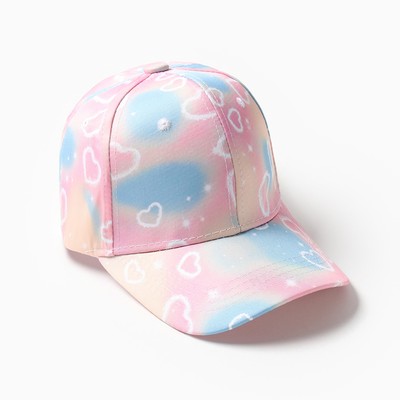 Кепка для девочек MINAKU «Сердечки», розово-голубая, размер 52