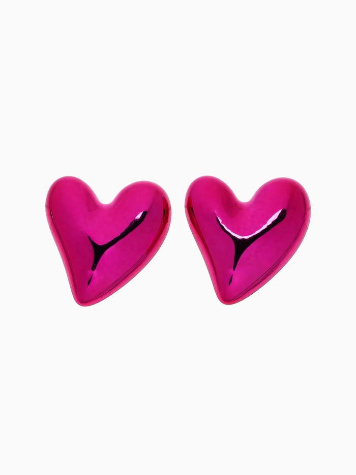 Серьги металл «Сердце», с изгибом, розовые